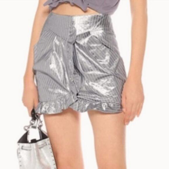 Isabel Marant Mucius Striped Metallic Miniskirt size 8 - Picture 6 of 8